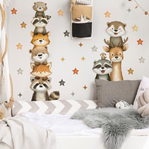 Vinilos decorativos infantiles de animales de acuarela removibles miniatura 6