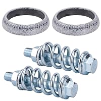 BOXOB 2 Stück Auspuffkrümmer-Dichtung & 2 Schrauben Kit, Hochtemperatur-Dichtung mit Stoßdämpfenden Federn für Auto LKW SUV Auspuffsystem Reparatur (65mm)