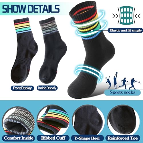 Image of Welwoos 6 Pairs Kids Boys Girls Socks Athletic Basketball Youth Sport Crew Cotton Breathable Soft Socks