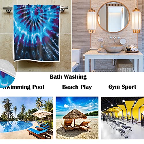 Pfrewn Blue Tie Dye Hand Towels 16X30 In Retro Abstract Psychedelic Swirl Bathroom Towel Soft Absorbent Small Bath Towel Kitchen Dish Guest Towel Home Bathroom Decorations #TOP1