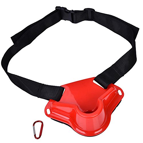 Fishing Rod Holder Belt, Boat Rock Adjustable Waist Fighting Belt Fishing Pole Belt with Carabiner(Red) Leather Fish Fighting Belt Fighting Belt Fishing Saltwater