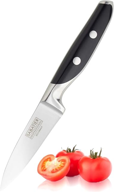 Taylors Eye Witness Sabatier Professional Kitchen Paring Knife - 3.5in/9cm Full Tang Blade Forged from High Graded Taper Ground Stainless Steel, Twin Rivet Comfort Handle. Sharper for Longer