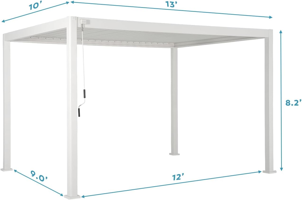 Diagram showing the dimensions of the 10' x 13' pergola.