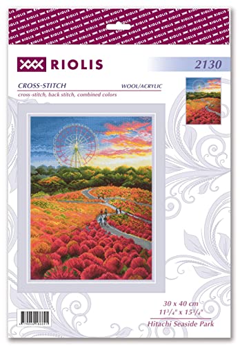Image of RIOLIS - Hitachi Seaside Park 2130, Cross Stitch Kits 11 inch x 15 inch, Cross Stitch Kits for Beginners & Advanced, Crossstitching Kit Adult, Embroidery Counted Stitching Kit