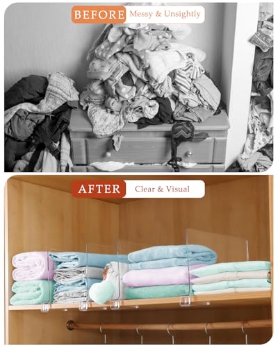 8 Stück Transparente Acryl-regaltrenner, Multifunktionaler Regalteiler, Schrankregaltrenner, 30 x 20 cm, Shelf Divider Verstellbares für Büro, Schlafzimmer, Bücherregal, Kleiderschrank Organisation