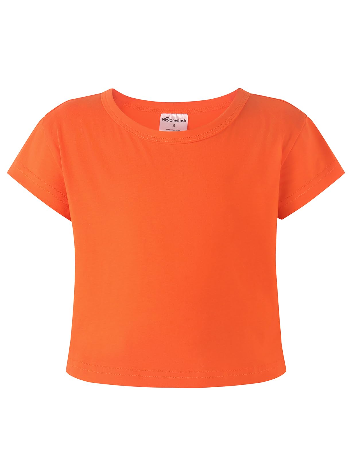 Noomelfish Girls Short Sleeve Crop Tops Kids Summer Dance Cropped T-Shirts (5-14 Years)