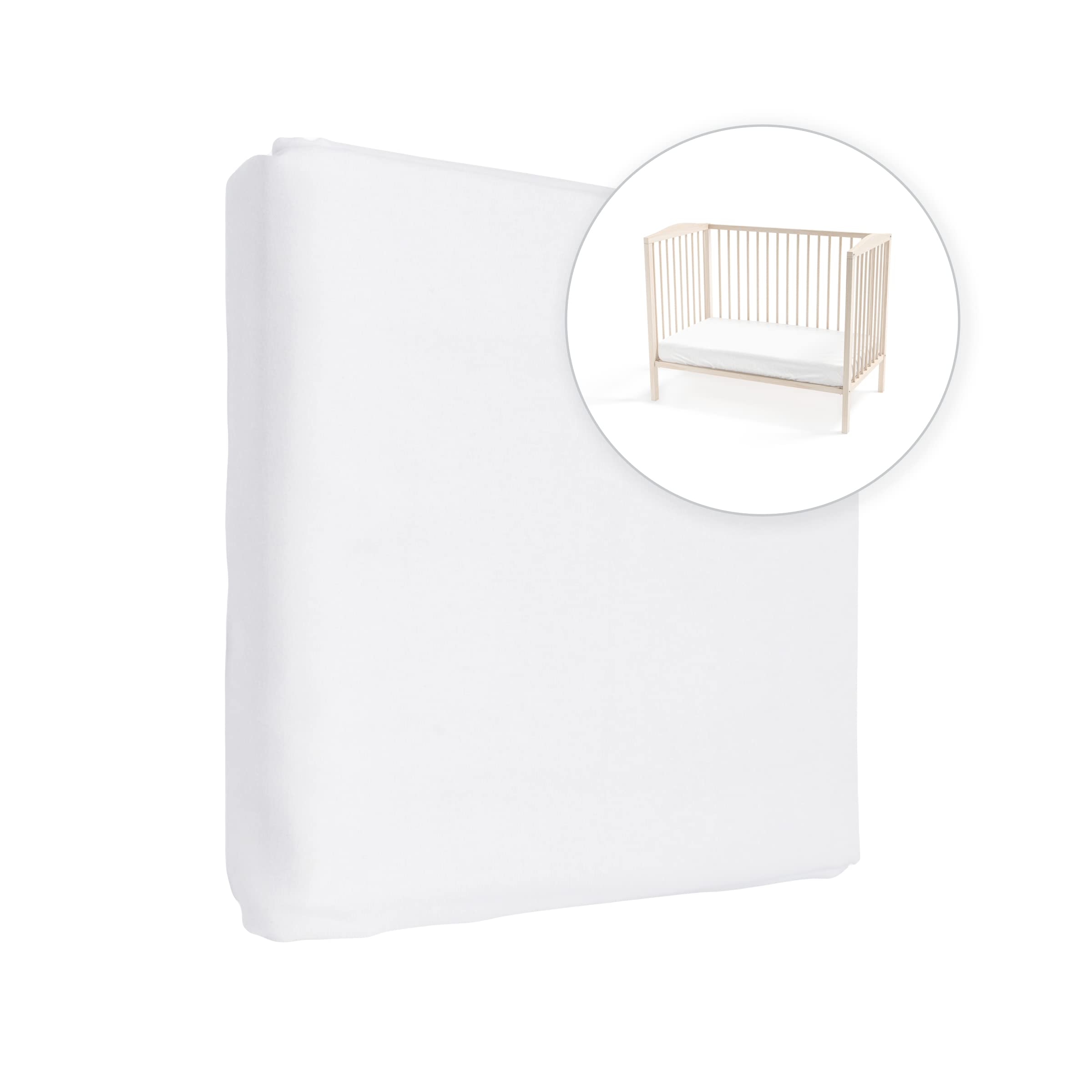 Jersey 100% Cotton Fitted Sheet for 90 x 55 cm Baby Bedside Crib Mattress (Cream) — view 47