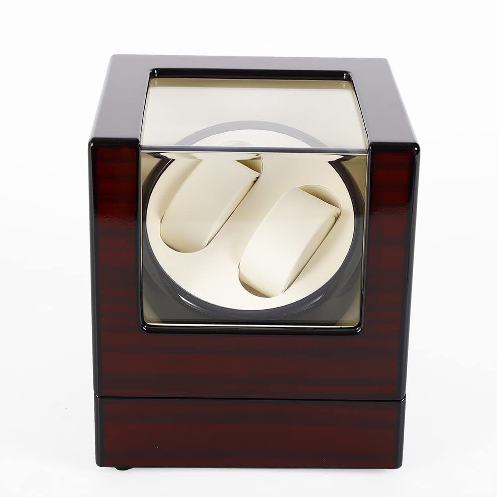 Automatikuhren Uhrenbeweger, Uhrenbox Watch Winder Mute für Uhren Luxuriöser Uhrenwender Aufbewahrung Aufbewahrungs Vitrine Glasdeckel, Batteriebetrieb oder Netzteil mit Samtfutter