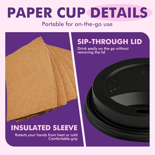 Save 13% on 50-Pack Black Disposable Coffee Cups with Lids - Image 3