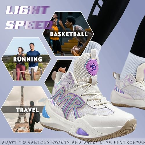 Image of Men's Basketball Shoes Fashionable Breathable Anti Slip Sports Shoes Outdoor Running Fitness Training Shoes