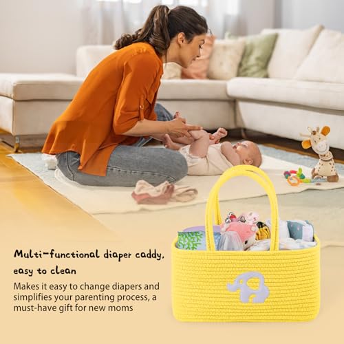 Image of OIAHOMY Diaper Caddy Organizer for Baby, Portable Baby Basket with Handles, Baby Gift Basket for Newborn, Diaper storage Organizer for Changing Table and Car