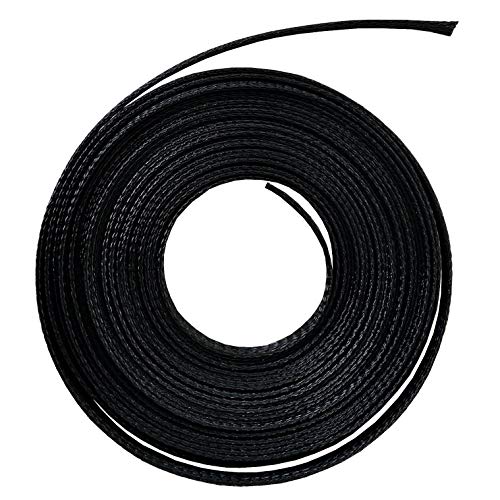 MGI SpeedWare 25ft Expandable Non-Split PET Braided Cable Sleeve, High-Temperature Black Loom for Automotive Harness and Chew-Resistant Home Office Wire Management (1/4")