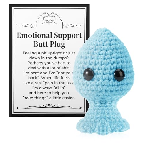 TOYMIS Positiver Analplug, Streich Emotionale Unterstützung Häkeln mit Inspirierender Karte für Schwule Lesben Pride-Geschenk Zuhause Büro Dekor Weihnachts-Gag-Geschenke