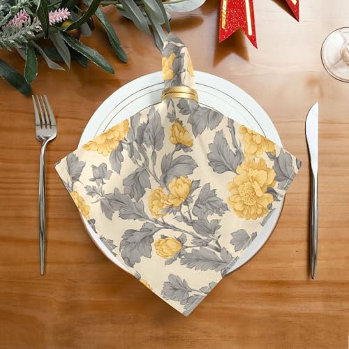 Servilletas de tela pack 6 20x20 in vintage amarillo gris miniatura 3