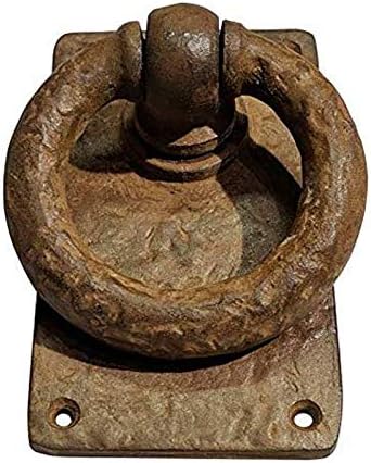 Adonai Hardware"Adonikam" Antique Heavy Duty Cast Iron Front Entry Sturdy Ring Medieval Door Knockers (1 Pack, Rust Living) for Vintage Wooden Barn Shed Doors, Gates, Fences, Furniture and Farmhouse