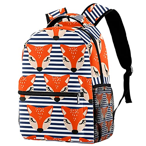 Sac à dos léger renard bleu avec rayures graphiques et bretelles ergonomiques