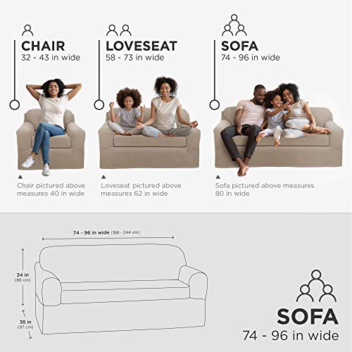 Maytex Pixel Ultra Soft Stretch Sofa Slipcover, 2-Piece, Sand #TOP3