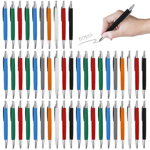 GBKDQQ 50 unidades de bolígrafos ergonómicos, antideslizantes Kulli 8 colores, gran capacidad, para oficina y hogar, escritura azul