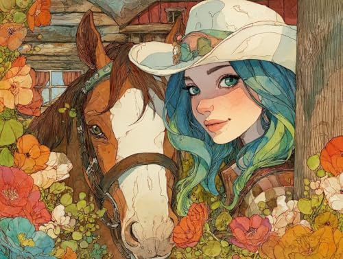 数字油絵初心者向け DIY アクリル絵の具塗り絵キット、Paint by Numbers子供と大人ハンド塗り絵女の子の馬インテリア装飾ペイントバイナンバー 絵画手芸ストレス解消DIY手描、インテリア 家の壁の装飾、20x30cm/8x12インチ(フレームレ