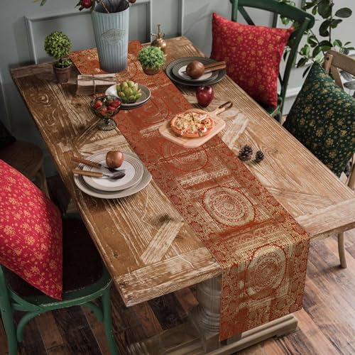 Real Online Seller Corredor de mesa indiano feito à mão com design de mandala. Toalha de mesa de coz