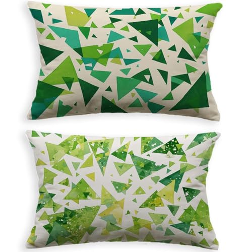 Housse de Coussin 70x90cm Velours Vert Rectangulaire Géométrique Lot de 2
