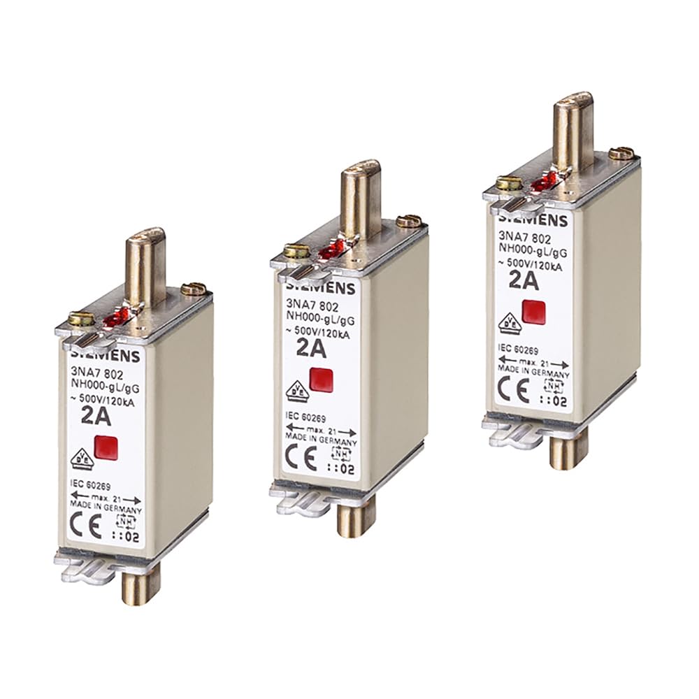 SIEMENS - x3 Stück NH-Sicherungseinsatz, NH000 63A Kombikennmelder