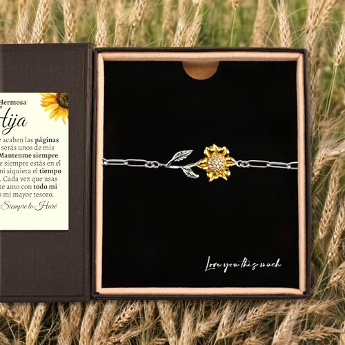 Love You This Much Reglaos Para Mi Hija, Pulsera de Girasol, Pulseras Para Madre e Hija, Reglaos de Cumpleanos Para Hija, Reglao de Graduacion3