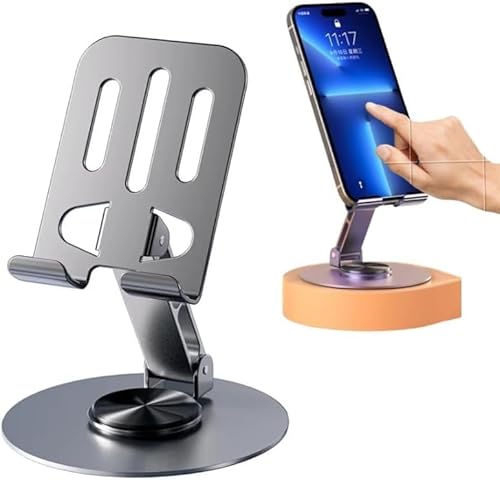 Suporte de Celular em Alumínio – Dobrável, Ajustável e com Base Rotativa 360°, Ideal para ... Suporte de Celular em Alumínio – Dobrável, Ajustável e com Base Rotativa 360°, Ideal para ...