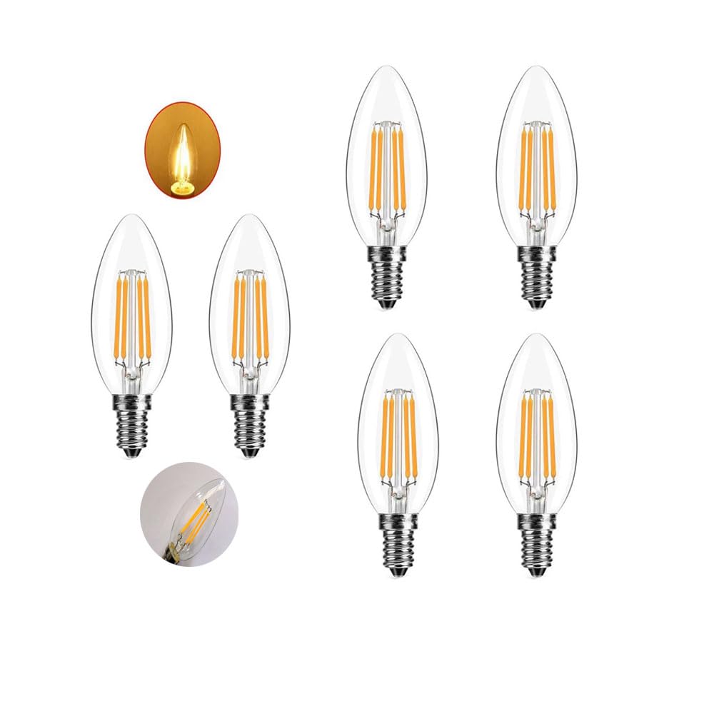 BDAYEK Led bulbs E14 C35 Candle Bulbs 6W Filament Not Dimmable Warm White 2700K 6 Packs Small Screw Candelabra