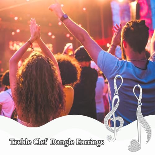 925 Sterling Silver Music Earrings - Violin/Clarinet/Trumpet/French Horn/Treble Clef/Saxophone/Harp Dangle Earrings Musical Instrument Jewelry Gifts for Musician Teacher Women Men2