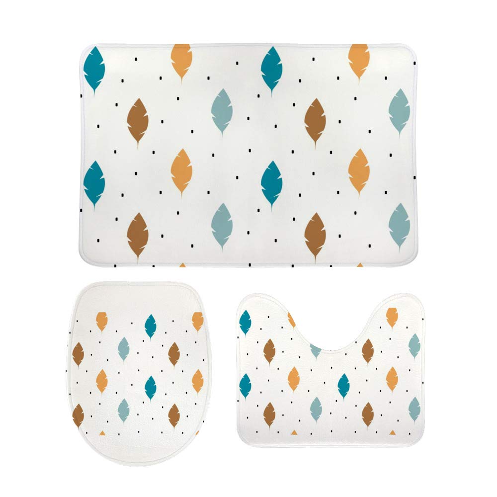Tapis de salle de bain mignons plumes colorées lavables