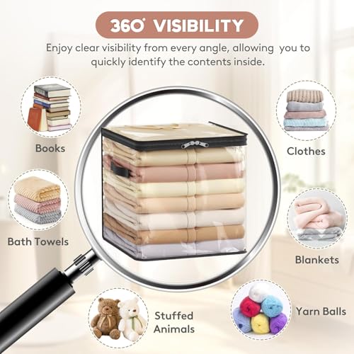 Image of JD FRESH 1 Piece 36L PVC Transparent Storage Bag with Zipper /Foldable Clothes Organiser for Wardrobe /Garments Organizer /Space Saving Storage Box for Sarees /Lehengas /Towels /Toys - (13 x 13 x 13 Inch)