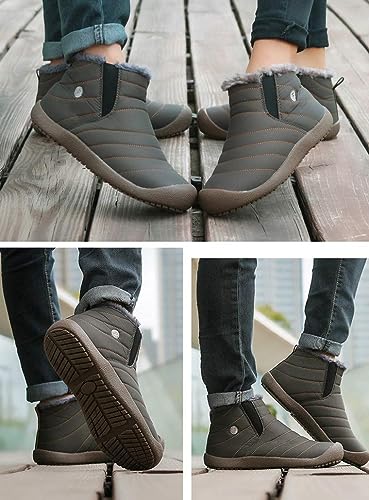 Image of Eagsouni Womens Mens Snow Boots Winter Slip On Shoes | Unisex Warm Fur Lined Slip-On House Shoes,Rubber Sole,Anti Slip,Water Resistant,Comfortable,Indoor Outdoor Daily Walking