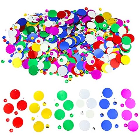 LEEFONE 100 Gram Mix Color Round Bulk Loose Sequins and Spangles for Holiday Applique Arts Crafts and Embellishment DIY Making (Assorted Size) Cover