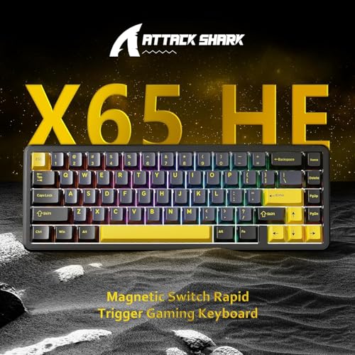 Image of ATTACK SHARK X65HE Wired Rapid Trigger Magnetic Switch 65% Mechanical Gaming Keyboard and R1 Mouse Combo,8KHZ Polling Rate,2.4Ghz Wireless /USB C /BT Lightweight Mice,18K DPI for Esport Gamer(StarBlack)