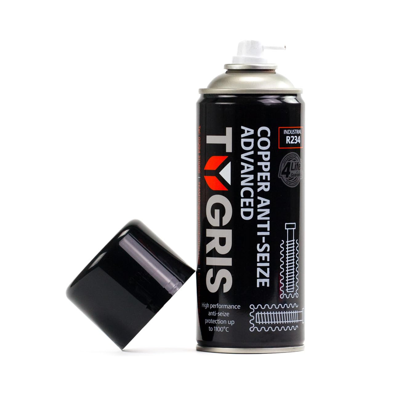 Tygris R234 Copper Anti-Seize 400ml Spray – High Temp Anti-Seize Lubricant, Corrosion & Seizure Protection for Threads, Brake Parts, Bolts & Metal Components