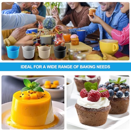 8 Pcs Air Fryer Baking Ramekins Premium Food-Grade Silicone Mold Cups Non-Stick Air Fryer Accessories Air Fryer Egg Molds for Eggs, Cupcakes, Muffins, Puddings, Tarts, Custards - Image 3