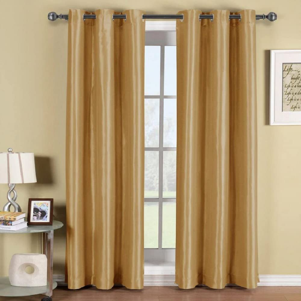 Royal Tradition Blackout Curtain 42 x 63 Inch, Gold Single Panel/Thermal Insulated Room Darkening Bedroom Curtain