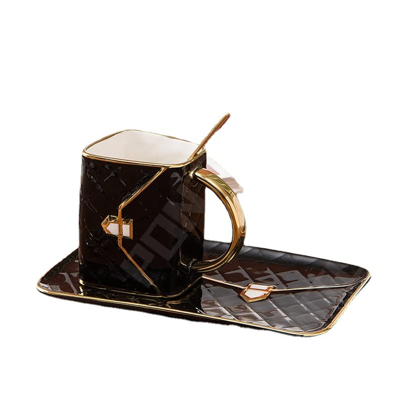Tazza A Forma Di Borsa In Ceramica Con Cucchiaino - Set Regalo Design Borsetta Oro, Idea Regalo Aziendale O Festa Della Mamma - 4