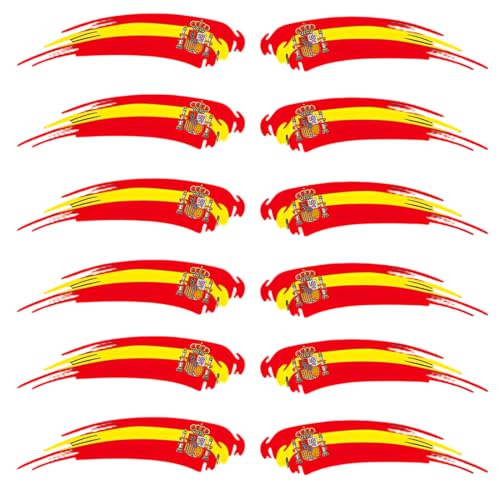 QEDBOJE Pack de 6 Unidades Stickers Bandera España | Pegatina España Coche Moto Scooter Quad ATV Bicicleta Cascos | Adhesivos Resistentes a la Lluvia y al Sol