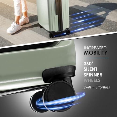 Image of Hard Shell Luggage Sets with Spinner Wheels 4 Piece, Expandable Large Suitcases with TSA Lock, Travel Large Suitcase Set, Sage Green Luggage Set