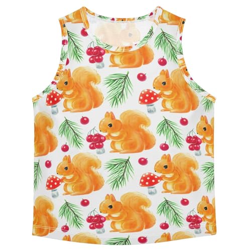 J JOYSAY Fall Mushroom Squirrel Boys Tank Top Sleeveless Muscle Shirts Quick Dry Kids T-Shirts 3-15T