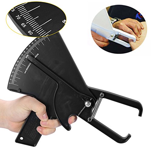 Medidor de grasa corporal de 0-80 mm Medidor de pliegues de la piel Medidor de pérdida de peso Medidor de grasa corporal Calibre de grasa corporal Calibradores(Negro)