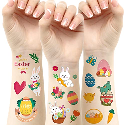 Aresvns Easter Temporary Tattoos For Kids,Easter Party Supplies, Easter Decorations, 12 Sheets Bunny Egg Rabbit Flower Butterflies Stickers For Easter Basket Stuffers Egg Fillers Gift #TOP14