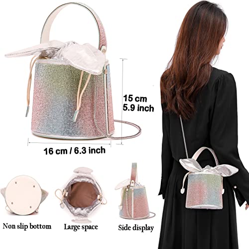 Bbtt.ful Drawstring Makeup Bag Rhinestone Evening Handbags Shoulder Bag Crossbody Bag Portable Cosmetics Organizer Bag For Women Girl Wedding Prom Party Club Cosmetics Storage #TOP4