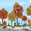 Vhxmaizxn 10 Pcs Model Trees 1.8 to 5 in Mixed Miniature Fall Trees Diorama Orange Yellow Scale Tree Mini Scenery Train Village Railroad Building Landscape Autumn Supplies Plastic Plants DIY Crafts #4