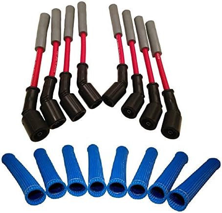 HINSON LSx Performance Spark Plug Wire & Heat Boot Combo (Red Wires & Blue Boots)