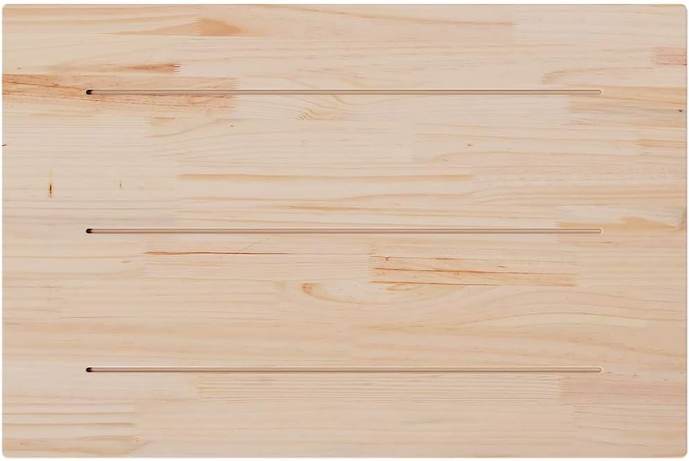 Solid Pine Wood Table Tops Set of 3, Rustic Rectangular 31.5x20.9 Inch Natural Brown Indoor Outdoor Replacement Tops for Patio Dining Coffee Side Tables