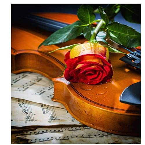 YRDSMZ Arte De Pared De Pintura Sin Marco Individual para Obras De Arte Modernas para Sala De Estar Comedor Decoración del Hogar Regalo De Decoración Rosas En Violín-50X50Cm Cover