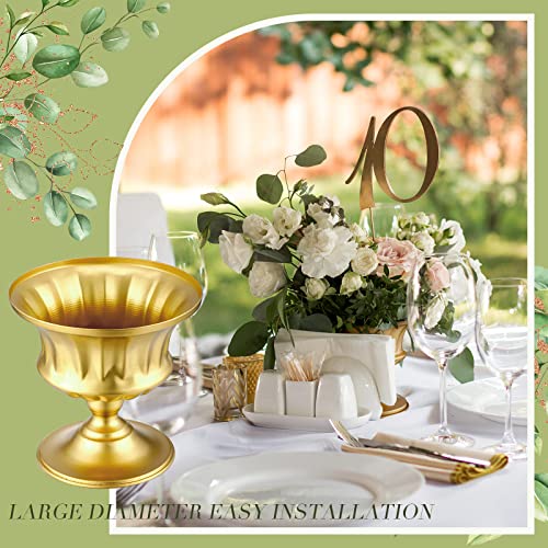 12 Pcs Vases For Centerpieces Metal Compote Vase Urn For Flowers Small Pedestal Vase Trumpet Vase For Wedding Table Reception Birthday Anniversary Ceremony Home Decor, 5.91 Inch (Gold) #TOP5